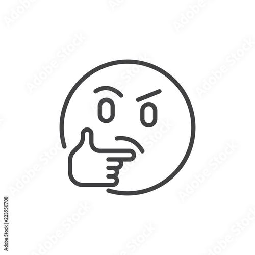 Thinking face emoji outline icon. linear style sign for mobile concept and web design. Emoji pondering face simple line vector icon. Symbol, logo illustration. Pixel perfect vector graphics