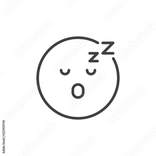 Asleep face emoji outline icon. linear style sign for mobile concept and web design. Sleeping smiley emoticon simple line vector icon. Symbol, logo illustration. Pixel perfect vector graphics