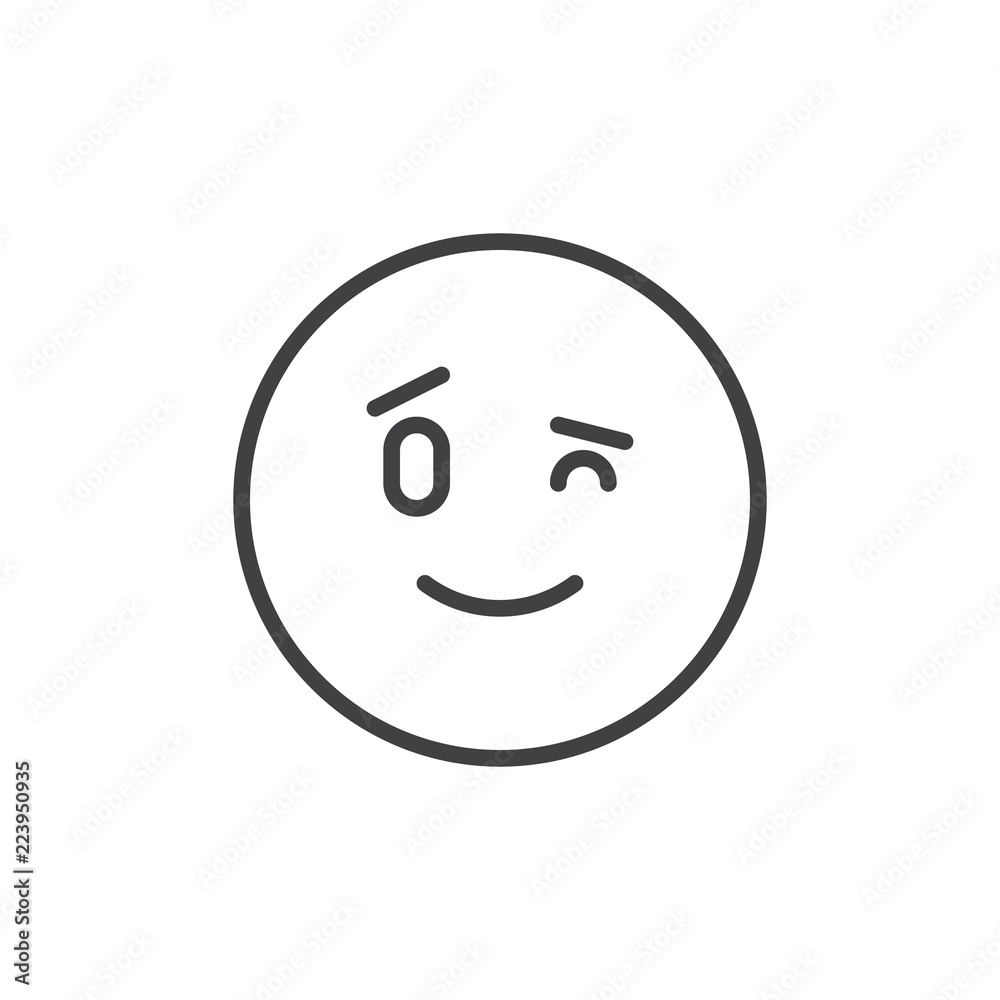 Winking emoticon outline icon. linear style sign for mobile concept and web design. Winking Face Emoji simple line vector icon. Symbol, logo illustration. Pixel perfect vector graphics Winking emoticon outline icon. linear style sign for mobile concept and web design. Winking Face Emoji simple line vector icon. Symbol, logo illustration. Pixel perfect vector graphics