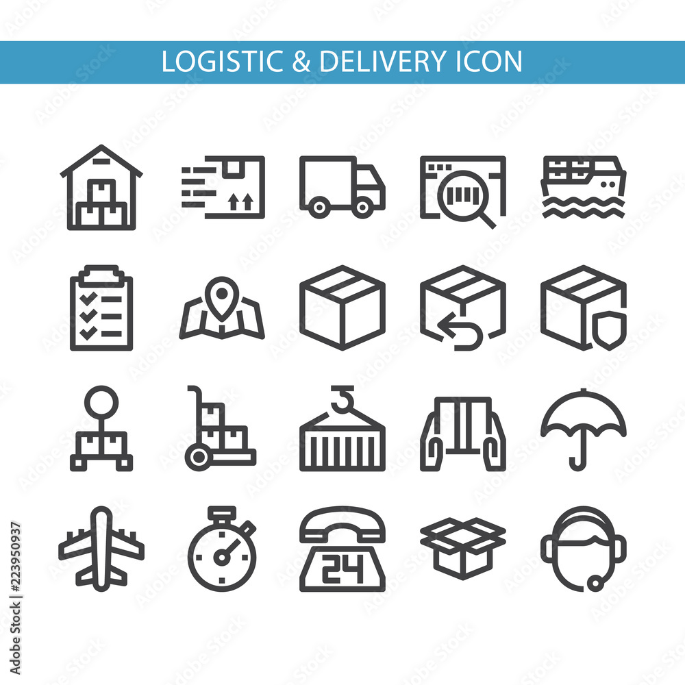 Simple Line Icon Related To logistic & Delivery