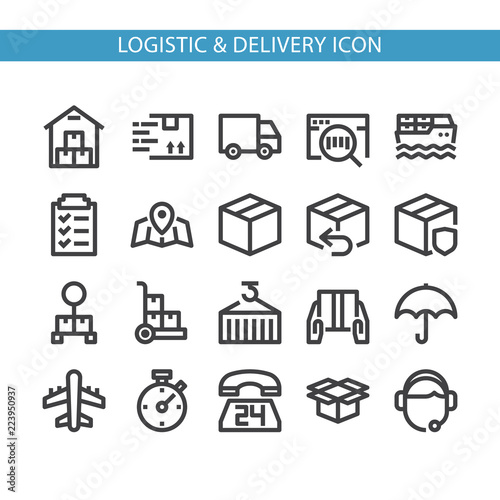 Simple Line Icon Related To logistic & Delivery