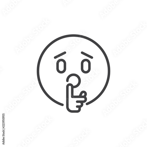 Emoticon making silence outline icon. linear style sign for mobile concept and web design. Stop talking emoji simple line vector icon. Symbol, logo illustration. Pixel perfect vector graphics