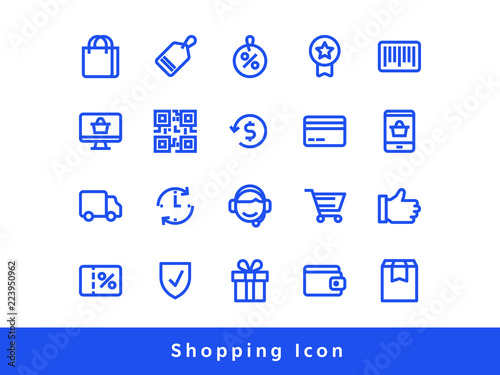 Line icon set related to shopping, e commerce, online shopping etc