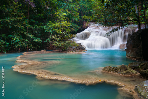 Erawan Waterfall in Thailand is locate in Kanchanaburi Provience. This waterfall is in Erawan national park