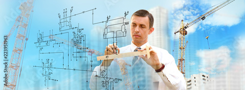 architect in engineering construction designing