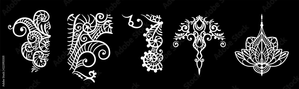 Fototapeta premium Collection, a set of beautiful abstract patterns, lace