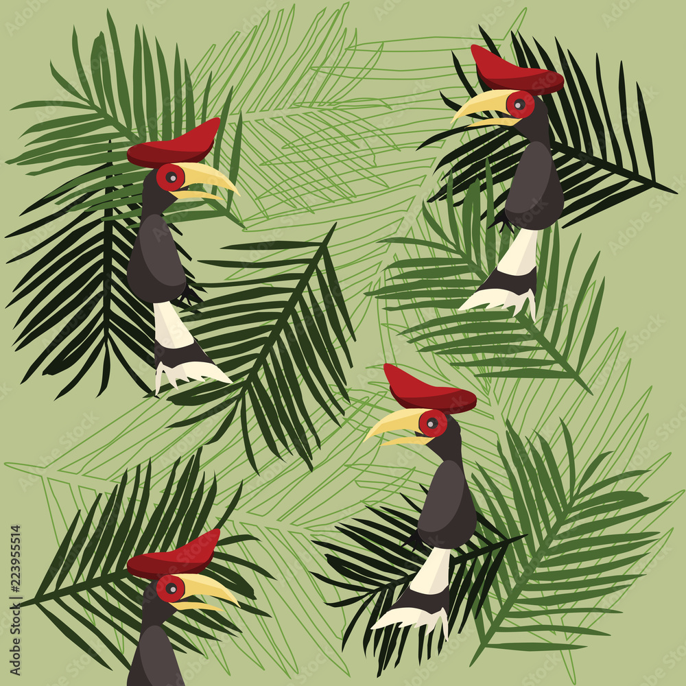 hornbill background vector illustration 