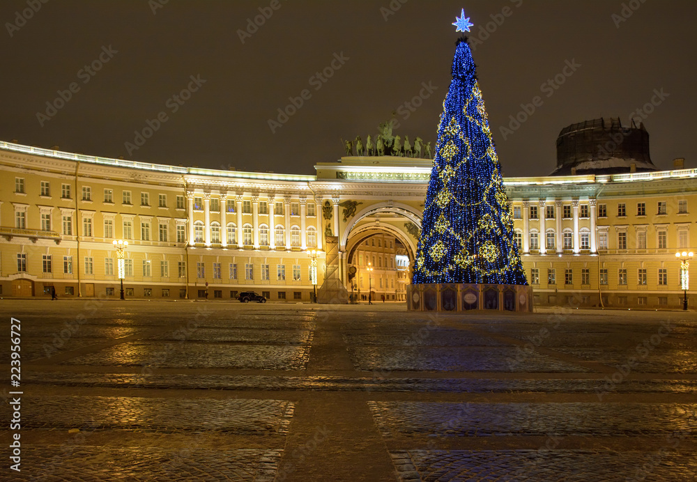 Festive decoration of the center of St. Petersburg for the New year.