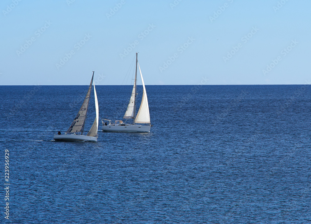 Sailing yacht boat sailing on the ocean