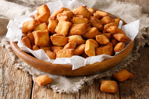 Quadro em tela Chin chin is a fried snack in West Africa, mostly in Nigeria served in a plate on a close-up