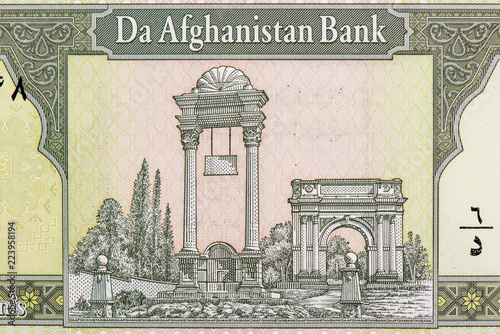 afghani bank note. Afghani is the national currency of Afghanistan.  Close Up UNC Uncirculated - Collection. photo