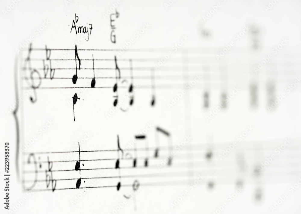 Sheet music notation close-up Sheet music notation close-up