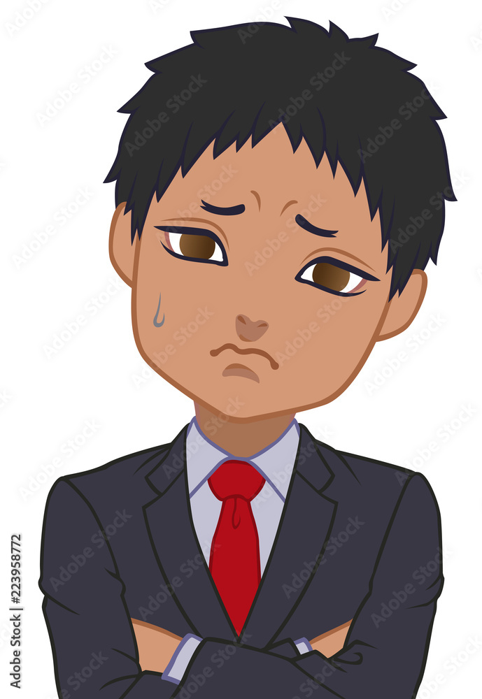 首を傾げるちびキャラ 男性 タイプd Stock イラスト Adobe Stock