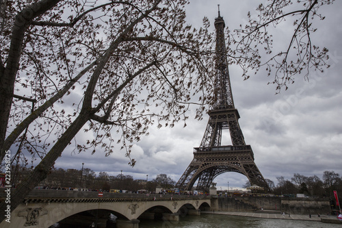 Pont d Iena bridge in Paris with Eiffel Tower