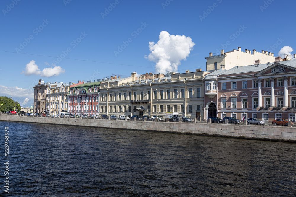 View of the Fontanka River Embankment in St. Petersburg