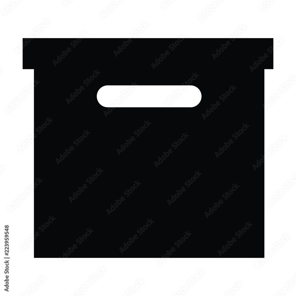 A black and white silhouette vector of a cardboard storage box A black and white silhouette vector of a cardboard storage box