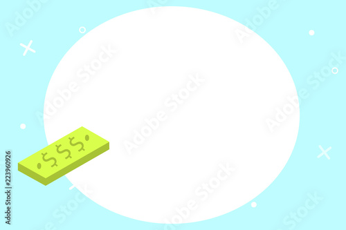 Flat design business Vector Illustration concept template copy space text for Ad website esp isolated 3d isometric. Unit of Currency Dollar Sign on Rectangular Bar Marketing Paper Money Bill