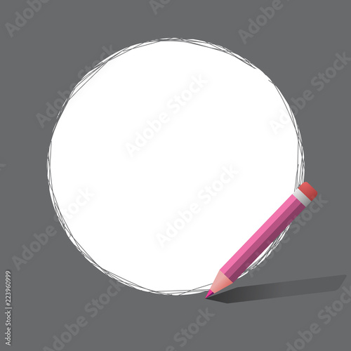 Flat design business Vector Illustration concept Empty template copy space Posters coupons promotional material. Freehand Scribbling of circular lines Using Pencil on White Solid Circle
