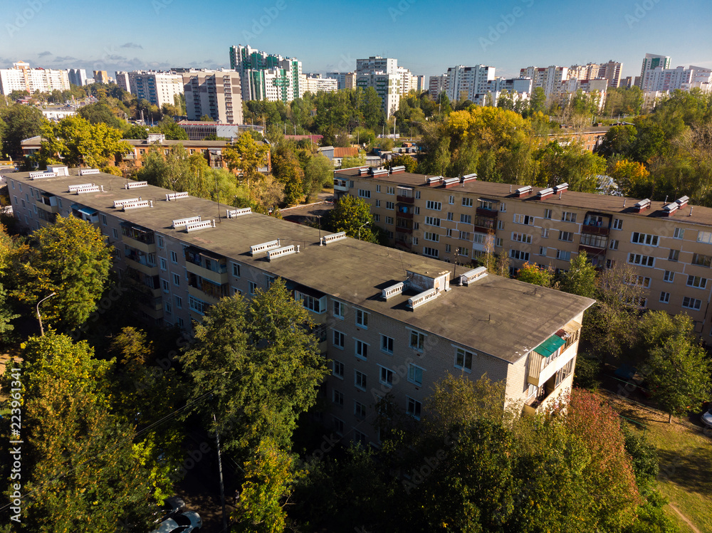 sleeping area of Zelenograd with old and new houses