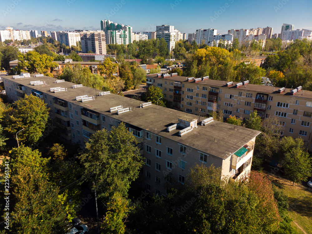 sleeping area of Zelenograd with old and new houses sleeping area of Zelenograd with old and new houses