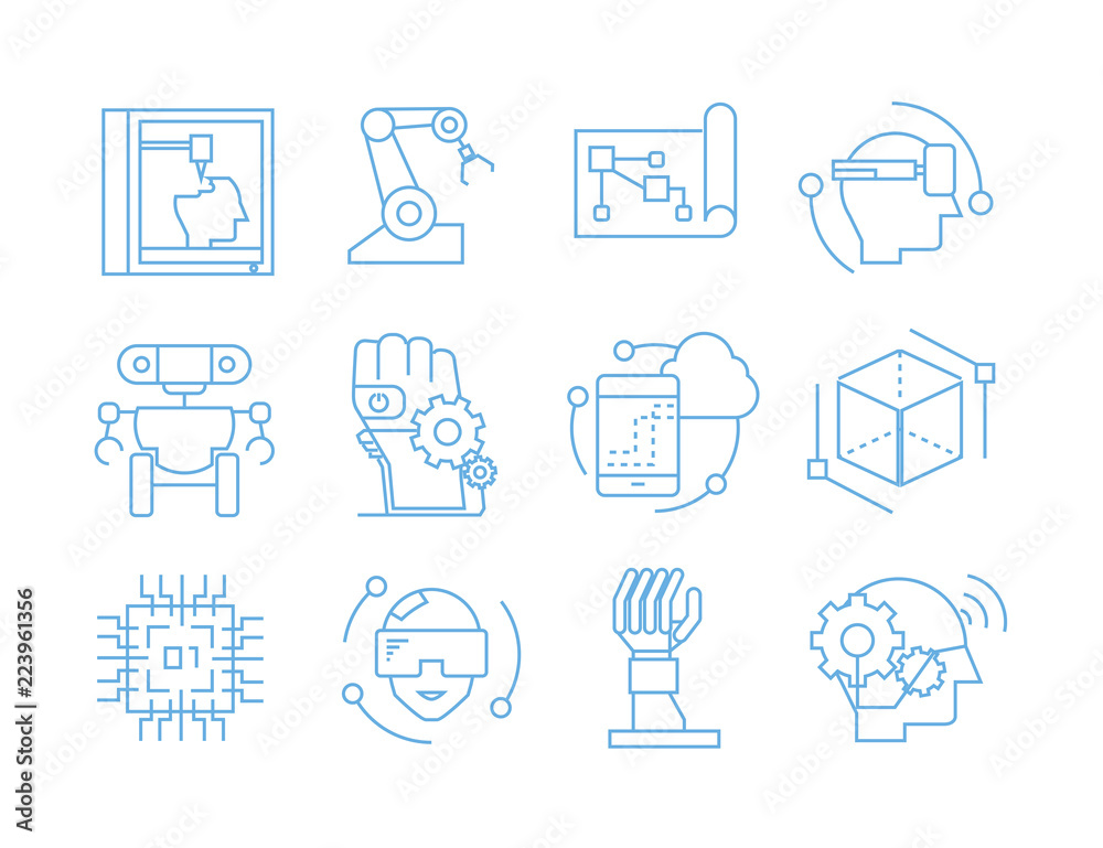 robotics icons, artificial intelligence icons robotics icons, artificial intelligence icons