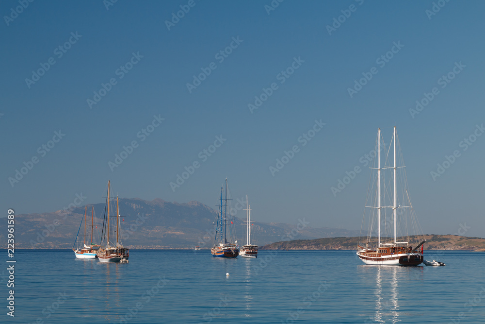 BODRUM / TURKEY - MAY 2015: Ships in the bay of Bodrum, Turkey BODRUM / TURKEY - MAY 2015: Ships in the bay of Bodrum, Turkey