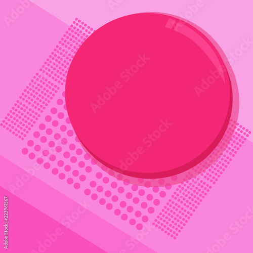 Flat design Vector Illustration Empty esp template copy text for Ad, promotion, poster, flyer, web banner, article. Circular Round Halftone Button Shining Reflecting Glossy with Shadow
