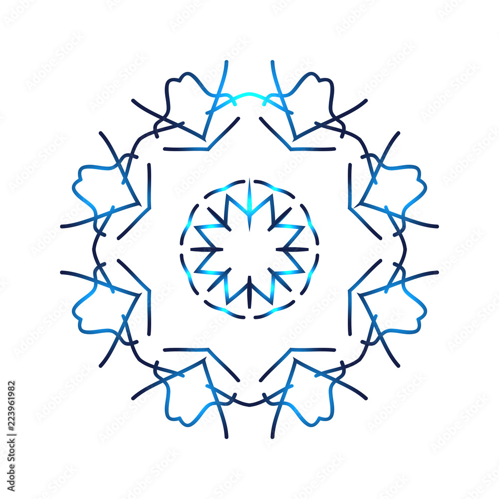 Blue neon snowflakes. Winter snowflakes hologram. Vector illustration on isolated background Blue neon snowflakes. Winter snowflakes hologram. Vector illustration on isolated background