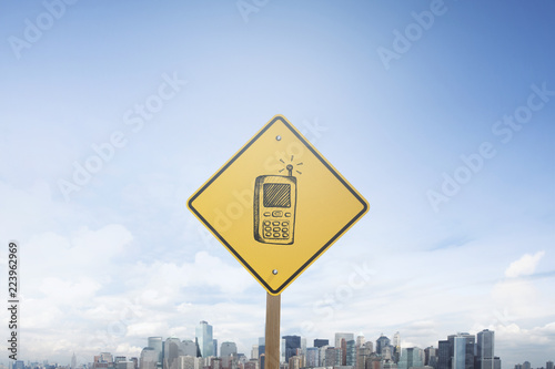 Traffic sign concept smart phone