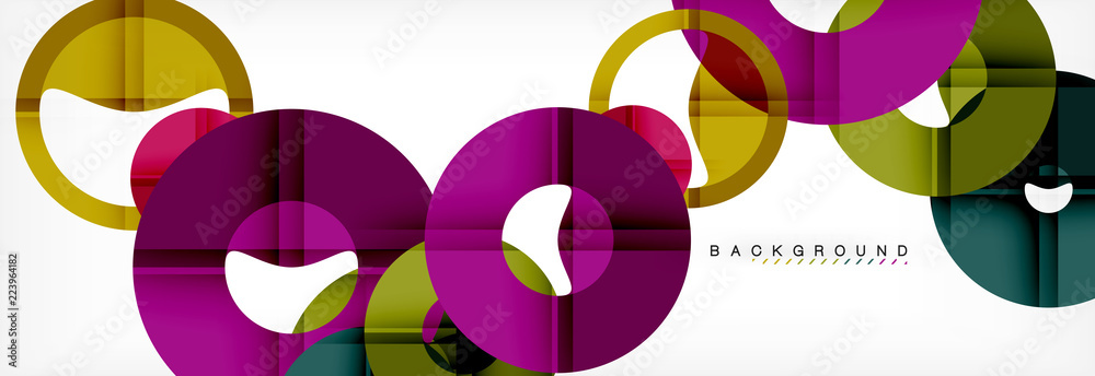 Colorful rings on grey background, modern geometric pattern design. Vector business or technology presentation design template, brochure or flyer pattern, or geometric web banner Colorful rings on grey background, modern geometric pattern design. Vector business or technology presentation design template, brochure or flyer pattern, or geometric web banner