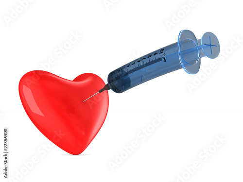medical syringe and heart o...