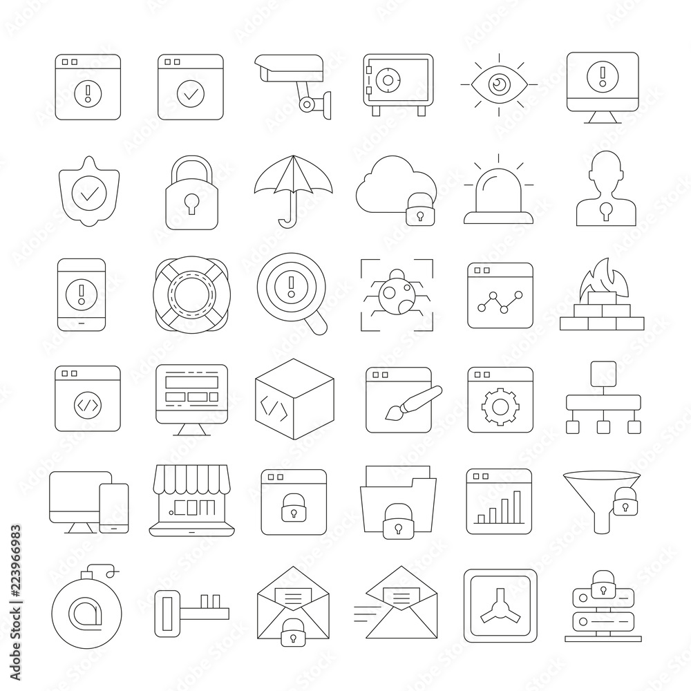 internet security and web development icons