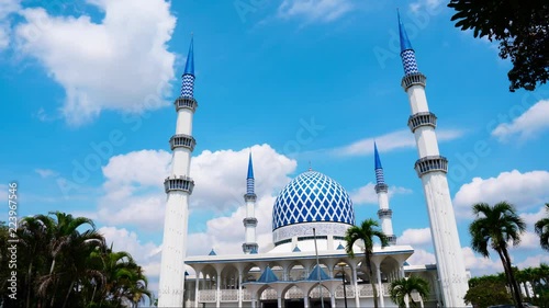 Timelapse of The beautiful Sultan Salahuddin Abdul Aziz Shah Mosque (The Blue Mosque) , Shah Alam Selangor, Malaysia photo