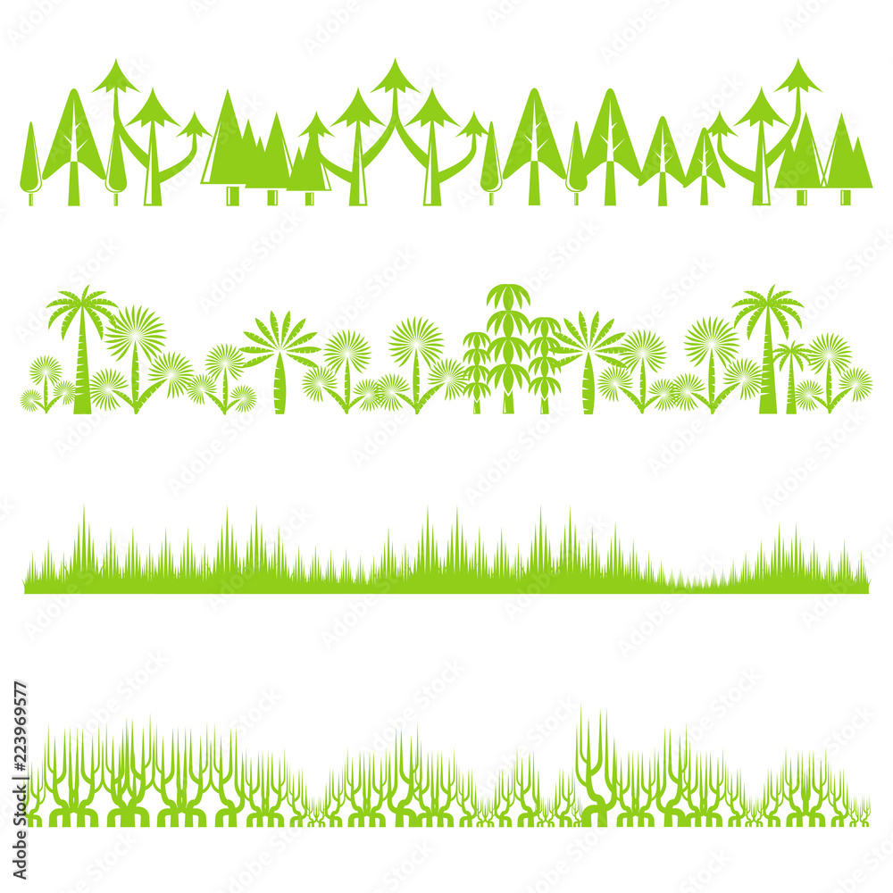 green forest tree landscape illustration collection