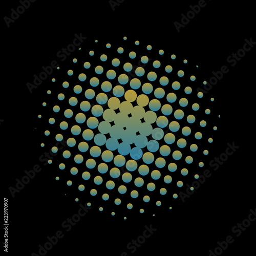 Halftone. Black circle. Circle halftone. Vector illustration