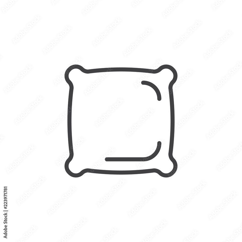 Square Pillow outline icon. linear style sign for mobile concept and
