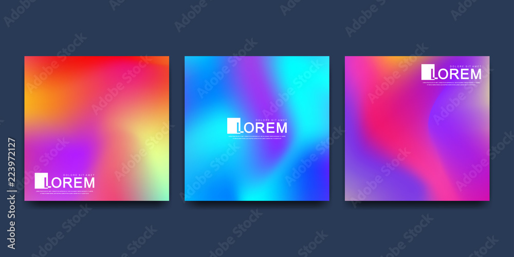 Modern vector template for brochure cover banner. Abstract fluid 3d shapes vector trendy liquid colors backgrounds set. Colored fluid graphic composition illustration.