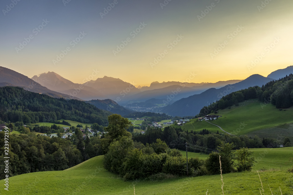 Fototapeta premium Rossfeld Panoramic Road at the summer evening