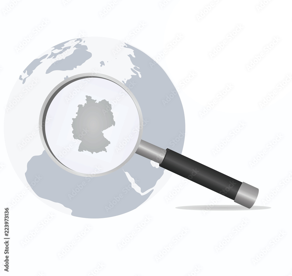 Germany map in magnifying glass. vector illustration Germany map in magnifying glass. vector illustration