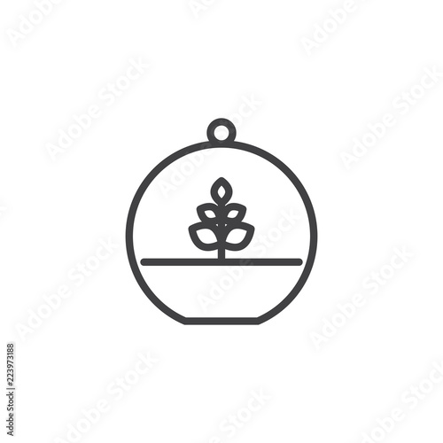 Round terrarium with plant flower outline icon. linear style sign for mobile concept and web design. Decoration simple line vector icon. Symbol, logo illustration. Pixel perfect vector graphics