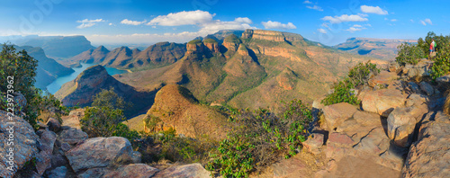 Aerial of Blyde River Canyon Three Rondavels - South Africa  photo