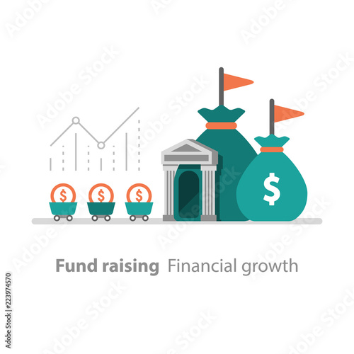 Bank services, fund raising, revenue increase, productivity graph, interest rate, pension savings account, return on investment