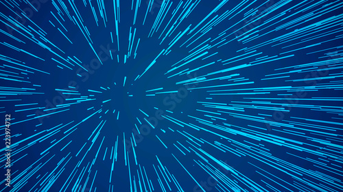 Abstract speed background. Centric motion of star trails. 3D rendering. Starburst dynamic lines or rays
