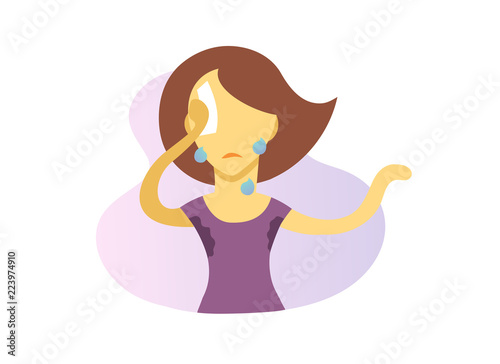 Sweating girl icon. Colorful flat vector illustration. Isolated on white background.