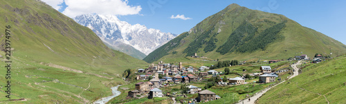 Panorama du village d'Ushguli, Svanétie, Géorgie