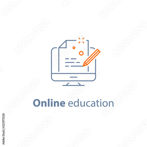 Creative writing, online education, copywriting concept, exam preparation, linear line