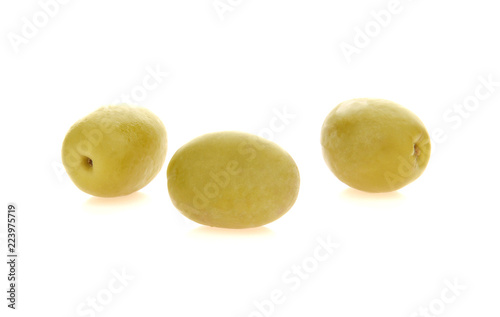 Olive pickle on white background.