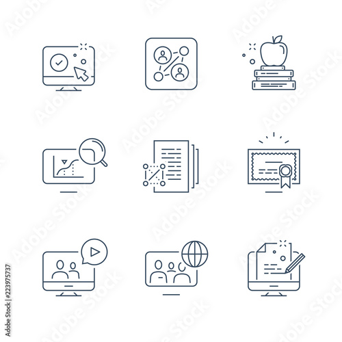 Exam preparation, online education, video course, global community, science study, scholarship concept, degree certificate