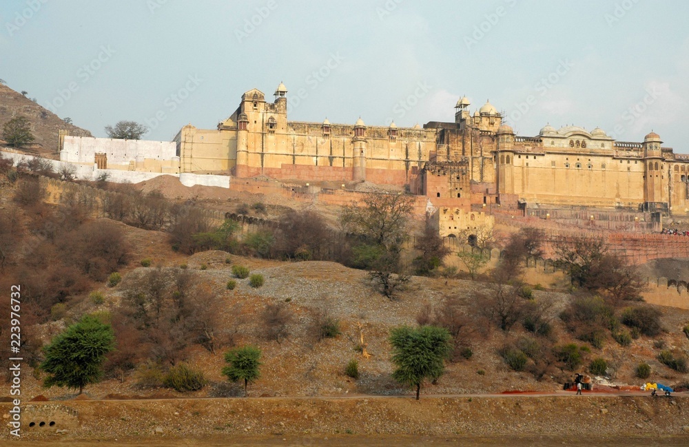Panorama of Amber Fort near Jaipur in Rajasthan, India