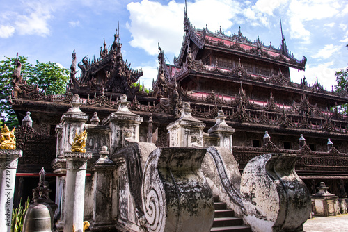 Shwenandaw Kyaung Monastery or Golden Palace Monastery at Mandalay, Myanmar photo